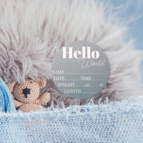 Gosknor Baby Announcement Sign, Wooden New Baby Name Sign Hello World Birth Announcement Board Green Personalized