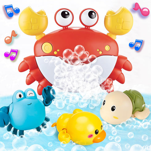 Baby Bath Toys for Toddlers - Crab Bath Bubble Maker with 12 Songs - 3 Pack Wind-up Pool Toys for Kids
