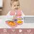 Set 316 6-Piece Travel Silicone Baby Feeding with Stainless Steel Spoon & Fork ,Silicone Suction Plates, Foldable Bib