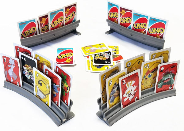 Set of 4 Extendable Plastic Playing Card Holders (Grey) for Card Games