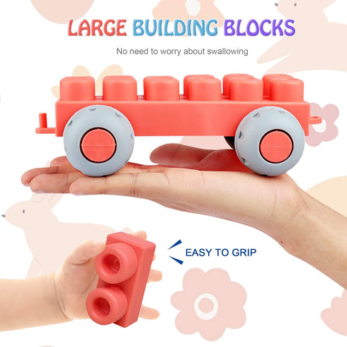 Kids 21 PCS Colorful Soft Building Blocks for Toddlers, Large STEM Toys, Baby Teething Gifts