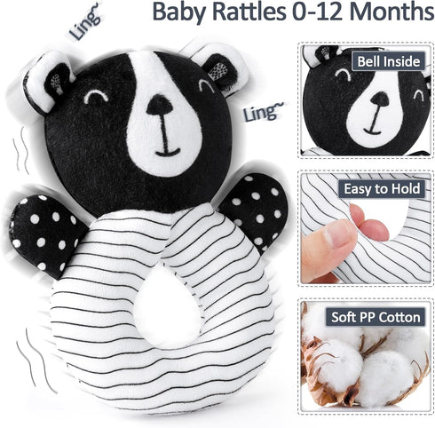 Joyreal High Contrast Baby Toys for Newborn, Black and White Baby Sensory Toys with Car Seat Toys,Infant Toys
