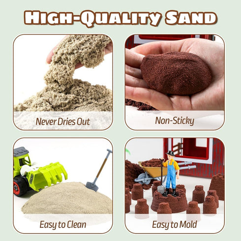69 Playset, 3 4 5, 6 7 Aprilwolf PCS Farm Sensory Bin Toys Sandboxes with Sand, Farmer Tractor & Farm Animals Figures