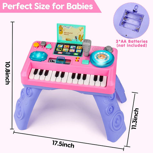 1-3 6-9-12-18 1 0-2 Baby DJ Table for Toddlers with Music & Light, Musical Baby Piano Toys Months Toddler Activity