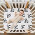 Vdsrup 52 28 9In Crib Sheets for Boys Girl Black Bows Breathable Mini Crib Mattress Sheets Fitted, Beige Toddler Fitted