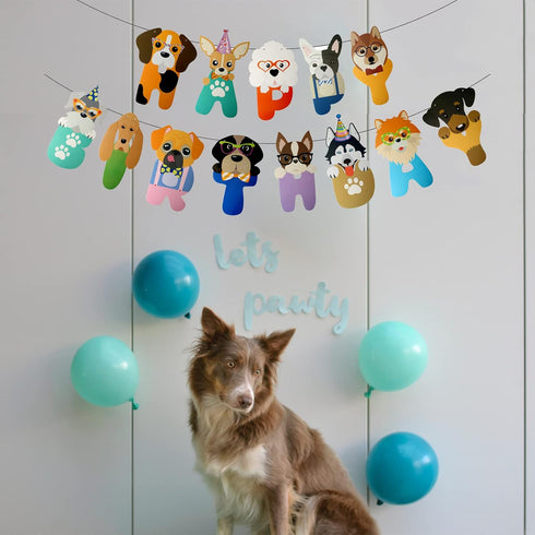 Happy Birthday Dog Letter Banner - Cute Puppy Banner Supplies for Birthday Party Decoration