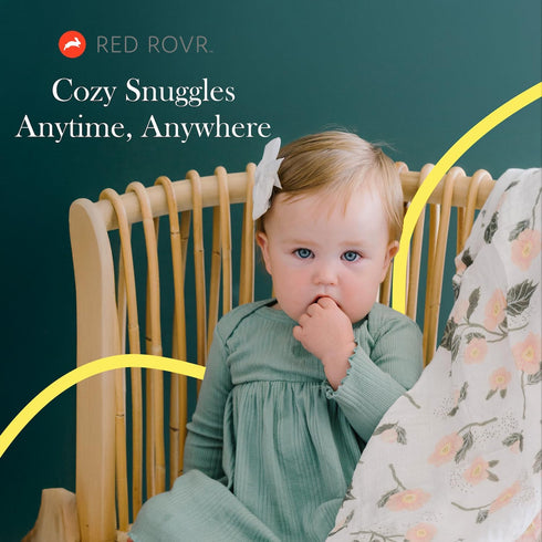 100% 44" 44" RED ROVR Organic Cotton Muslin Swaddle | Newborn Receiving Blanket | Baby Wrap | Boy, Girl, Unisex | Soft