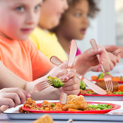 LIANYU 12-Piece Kids Copper Silverware Set - Stainless Steel Toddler Utensils, Dishwasher Safe