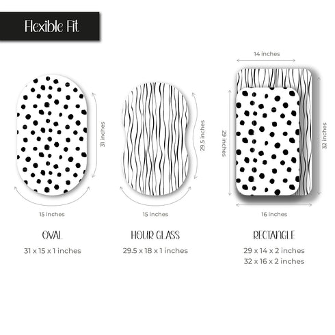 Bassinet Sheet Set 2 Pack - 100% Jersey Cotton Black and White Abstract Stripes and Dots by Ely's & Co