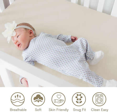 Little Grape Land Crib Sheets for Girls and Boys, 2pk Baby Crib Fitted Sheet for Standard Size Crib