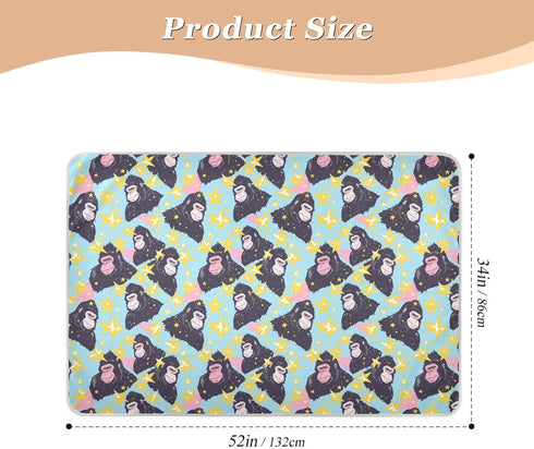 siphylline 80s 52" 34" Blue Gorilla Stars Extra Large Resuable Toddler Mattress Pads Waterproof Washable Diaper