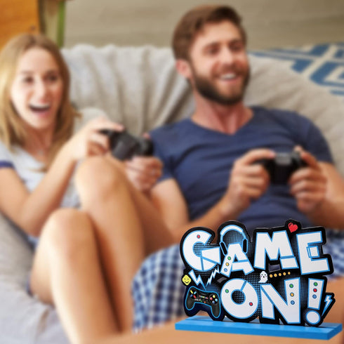 Frienda Video Game Party Centerpiece Table Level Up Birthday Decorations - Pixelated Table Sign for Boys Kids