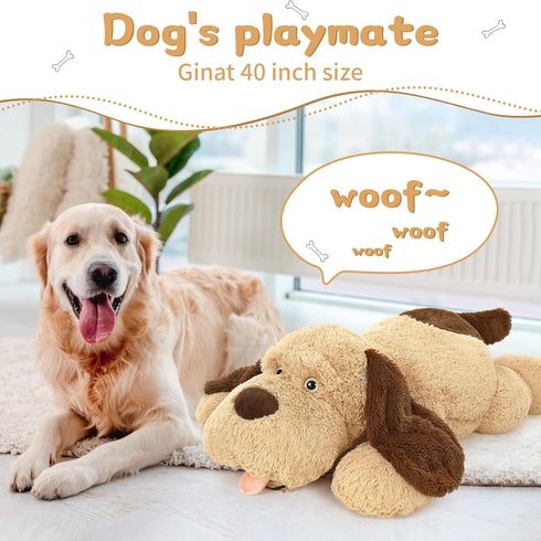 MorisMos Giant Dog Stuffed Animals 40", Large Brown Dog Puppy Plush, 40 inch Big Dog Pillow for Kids