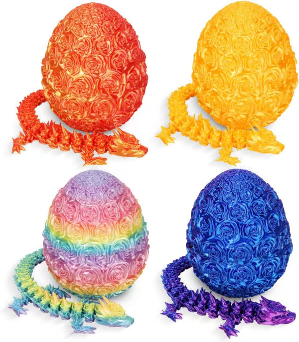 EverHaus 4 Pack 3D Printed Dragon,Dragon Eggs with Dragon Inside - Desktop Decor