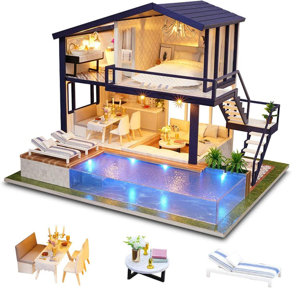 GuDoQi DIY Miniature Dollhouse Kit, Tiny House with Music, 1:24 Scale, Great Gift for Birthday or Christmas