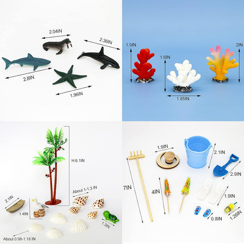 Beach Zen Garden Accessories Kit - Desktop Beach Fairy Garden Kit Sandbox Decor Tools Bamboo Rake Ornament Decoration