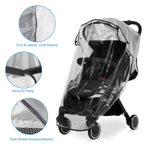 Clear Stroller Rain Cover, Universal Travel Weather Shield for Baby Stroller, Waterproof and Windproof