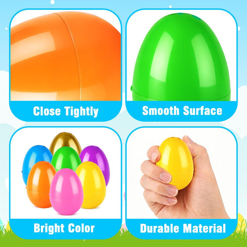 72-288 2.36" 66 6 Leetous PCS Easter Empty Eggs for Egg Hunt, Bulk Hinged Plastic PCS Colorful Eggs with PCS Golden