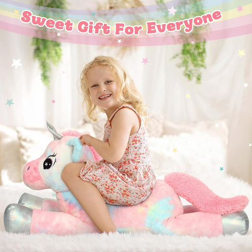 43in Giant Unicorn Stuffed Animal Plush Toy, Big Rainbow Cuddly Unicorn for Girls, Large Birthday Gifts
