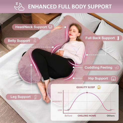 55in Chilling Home Pregnancy Pillow, U Shape Pregnancy Pillows for Sleeping, Body Pillow for Sleeping, Body Pillows