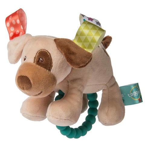 Taggies Soft Baby Rattle, 6-Inches Buddy Dog with Teether Ring