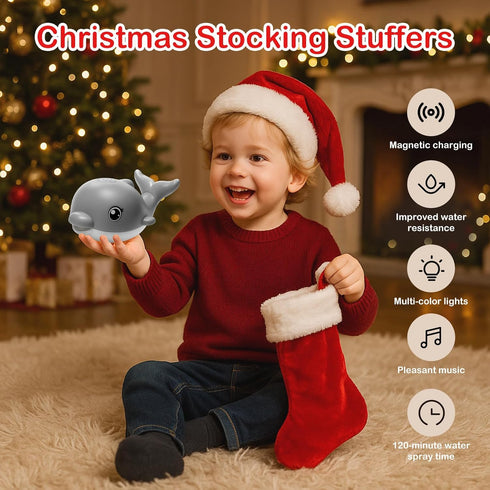 6-12 12-18 1-3 2-4 Bath Toys, Light Up Dolphin Baby Bath Toys for Babies Months, Rechargeable Sprinkler Musical Toys