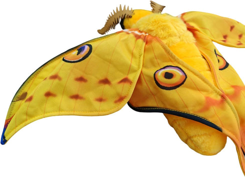 FRANKIEZHOU Realistic Luna Moth Plush Animal, Yellow 25 Inch Long-tailed Silk Moth Stuffed Toy for Kids