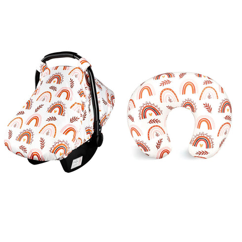 Rainbow Baby Car Seat Cover and Nursing Pillow Cover, Ultra Soft Comfortable