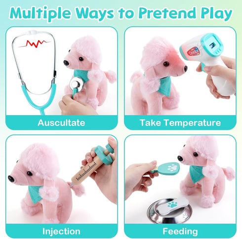 37PC 3-5, Sundaymot Doctor Kit for Kids, Pretend Play Doctor Toys, Doctor Kit for Toddlers with Dog Toy, Medical Bag