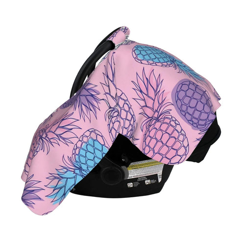 Hcpwzrf Hand Drawn Pineapple Fruits On Pink Baby Car Seat Cover & Nursing Cover - Breathable Stretch Multi-Use Cover