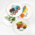 Set 4 Bulldozer, Tiny Expressions - Construction Plates for Toddlers - of Melamine Plates for Kids - Excavator, Cement