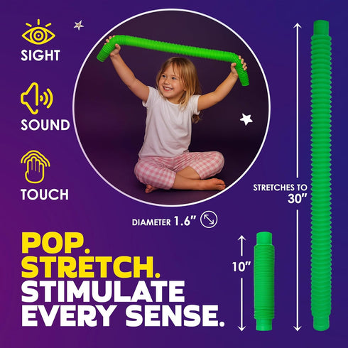 8-Pack 2026, Nutty Toys Jumbo Pop Tubes - XL Sensory Toys - Creative STEM Learning for Kids - Connect & Pop! Top ADHD