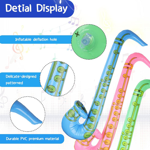 3PCS Inflatable Musical Instruments, Saxophone Toy for Concert Themed Party Decoration Supplies