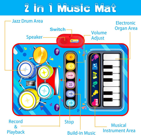 1 1-2 2 1 12-18 1 2 3 Baby Toys for Year Old: Baby Musical Mat Toddler Toys Age - in Piano Drum Babies Play Mat