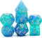 7-Die RPG Blue DND Dice Set, Resin D&D Polyhedral Glitter Dice Set for Tabletop Role Playing Game
