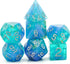 7-Die RPG Blue DND Dice Set, Resin D&D Polyhedral Glitter Dice Set for Tabletop Role Playing Game