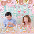 JOPARY Tea Party Decorations with LET'S PAR TEA Aluminum Foil Balloons, Floral Hanging Decorations for Party Decor