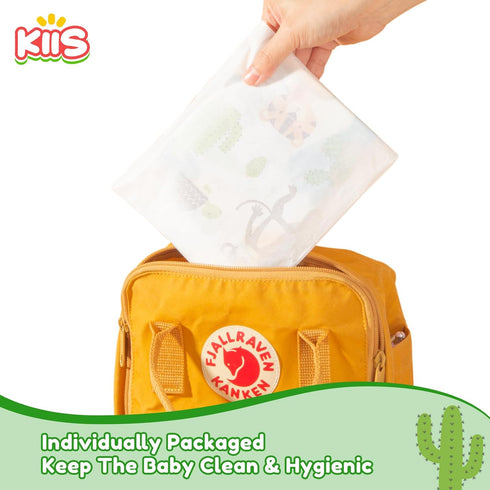 KIIS Disposable Baby Bibs - Individually Packaged for Baby Boys and Girls, Hygienic, Soft and Leakproof (20 PCS / 60