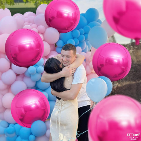 KatchOn Big Hot Pink Balloons, 22 Inch, Pack of 6, Mylar Balloons for Pink Party Decorations, Birthday, Gender Reveal.