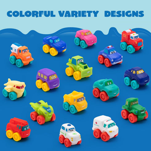 Set, Summer JOYIN Cartoon Cars, Soft Rubber Toy Car Mini Vehicles, Bath Toy Car for Toddlers, Christmas Great Gift