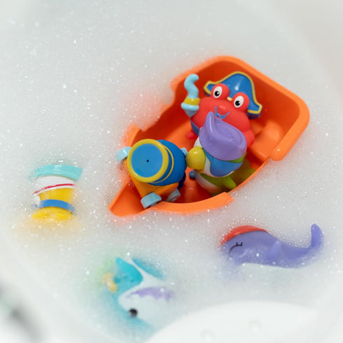 Nuby Pirate Pals Bath Toy Set, Interactive Bath Time Toys for 18+ Months