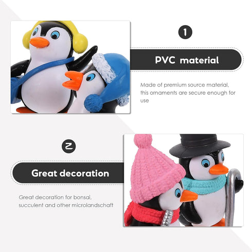 NUOBESTY Cute Penguin Toys Mini Figure Collection Playset, 8 Pieces Penguin Cake Topper
