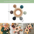 Baby Teething Toys, Silicone Chewable Teethers with Wooden Ring for Soothing Gums, Rudder Chewers Shower Gift for