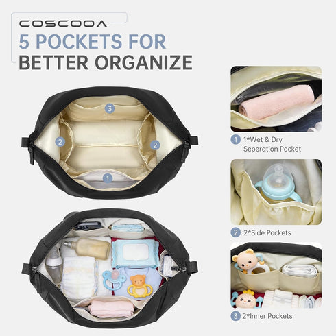 COSCOOA Diaper Bag Tote, Hospital Bag for Labor Delivery,Baby Diaper Bag Large Travel Diaper Tote Caddy for Mom Bag