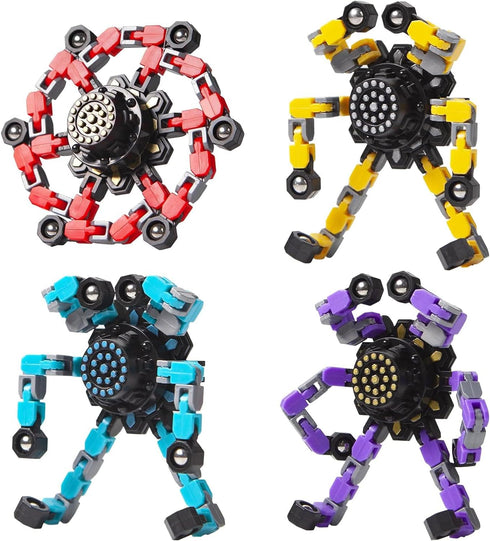 20PCS Transformable Fingertip Gyro Toy - Deformation Chain Robot Deformed Mechanical Spiral Twister for Kids Party