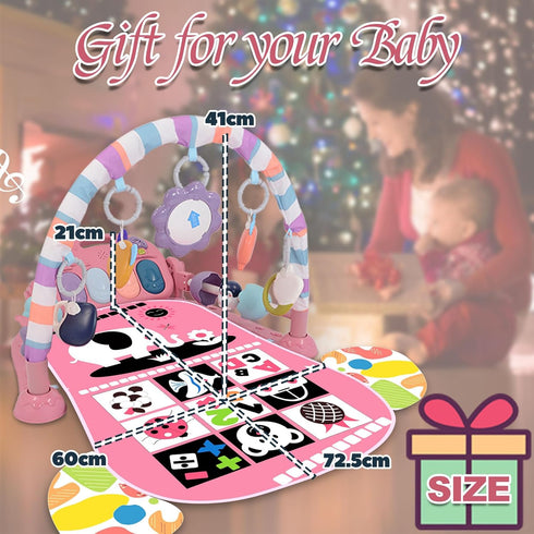 TAMOIE 0-6 Tummy Baby Play Gym for Months, High Contrast Time Mat, Kick and Play Piano, Music and Lights, Newborn Gifts