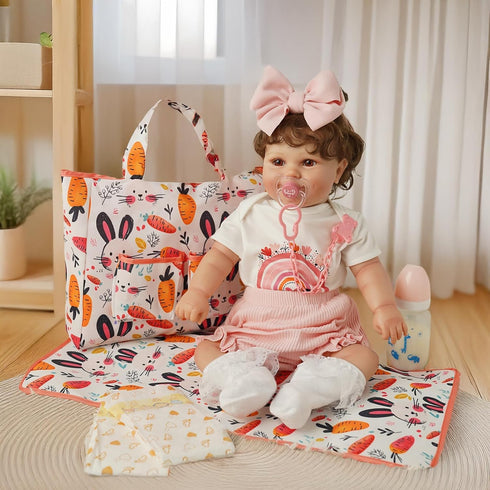 7 Set 17-22 Inch Set, BABESIDE Pcs Reborn Doll Accessories for Dolls, Feeding and Care Including Diaper Bag, Great