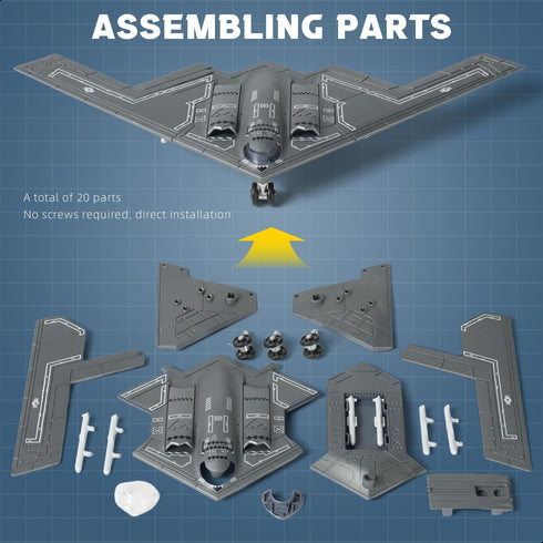 1/200 B-2 (20 Scale Spirit Military Aircraft Toy Quick Build Model USAF Stealth Strategic Heavy Bomber Plastic Building