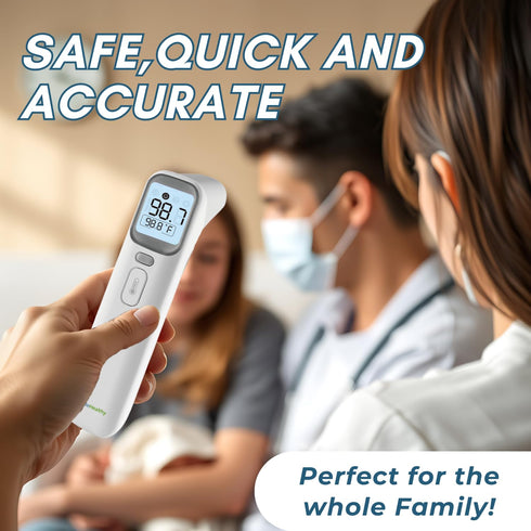 Multifunction 4-in-1 Infrared Thermometer, Non-Contact, Large LCD Display, High Accuracy, Forehead and Ear Thermometer