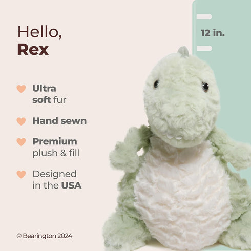 Bearington Rex The T-Rex Dino Plush, 12 Inch Stuffed Animal Dinosaur